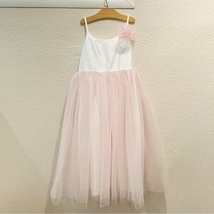 Girls Pink & White Tulle Flower Girl Dress - size Medium